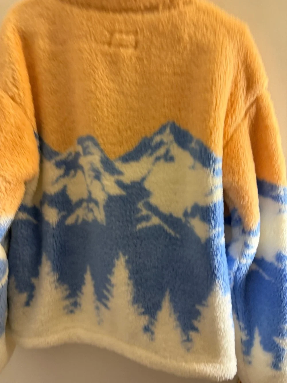 Women's Teddy Pullover Jacket - Peach, Blue & Cream - Picture 5 of 5